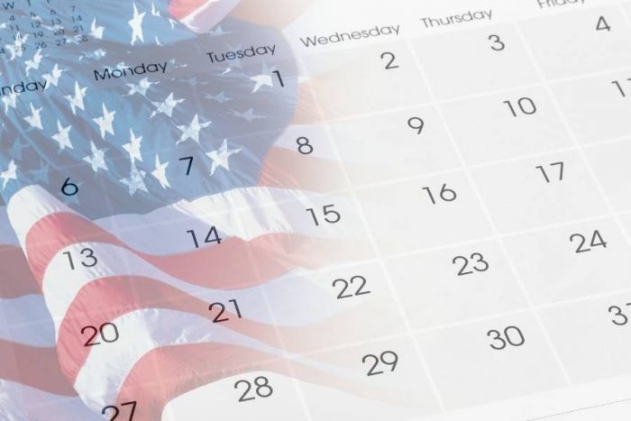 a campaign calendar and flag