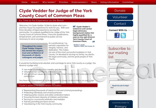 Clyde Vedder for Judge of the York County Court of Common Pleas