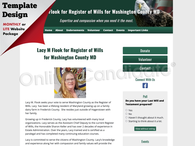 Lacy M Flook for Register of Wills for Washington County MD